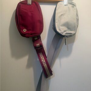 lululemon athletica Dual Pouch Crossbody in Burgundy and Light Gray